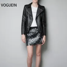 VOGUE! N новые женские Куртки из искусственной мягкой кожи PU на молнии черное пальто с лацканами мотоциклетная верхняя одежда