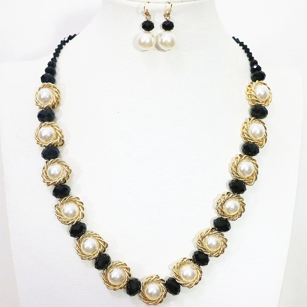 Женская мода цвета Радуги кристалл shell ожерелье жемчуг позолоченные серьги