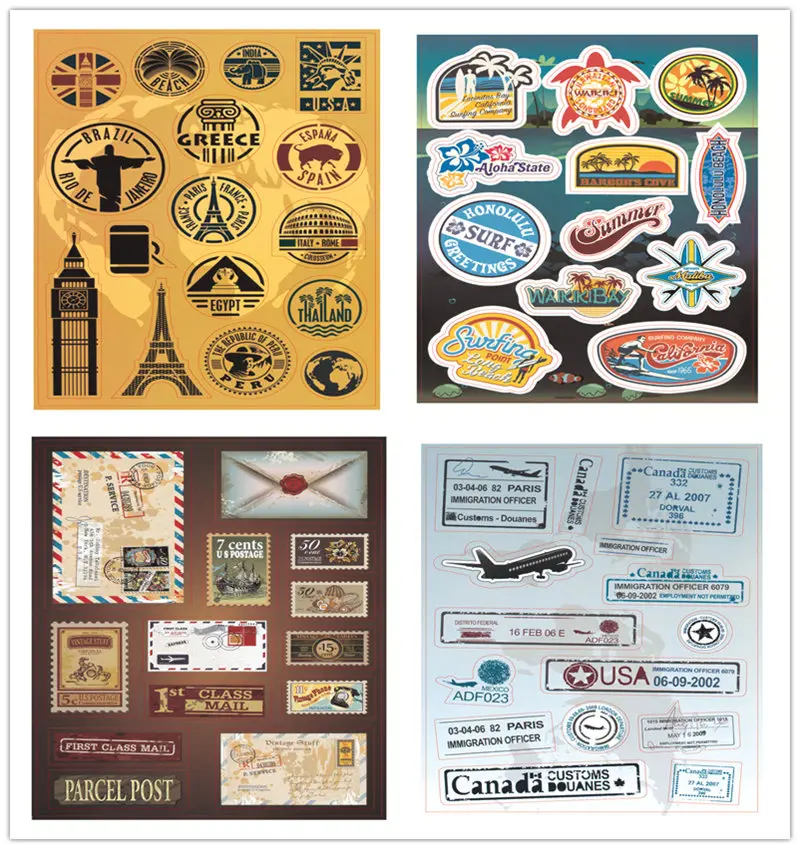 A4 المدرسة القديمة الغيتار ملصق الرجعية السفر شعار علامة سيارة صائق حقيبة لوح التزلج ملصقا للماء