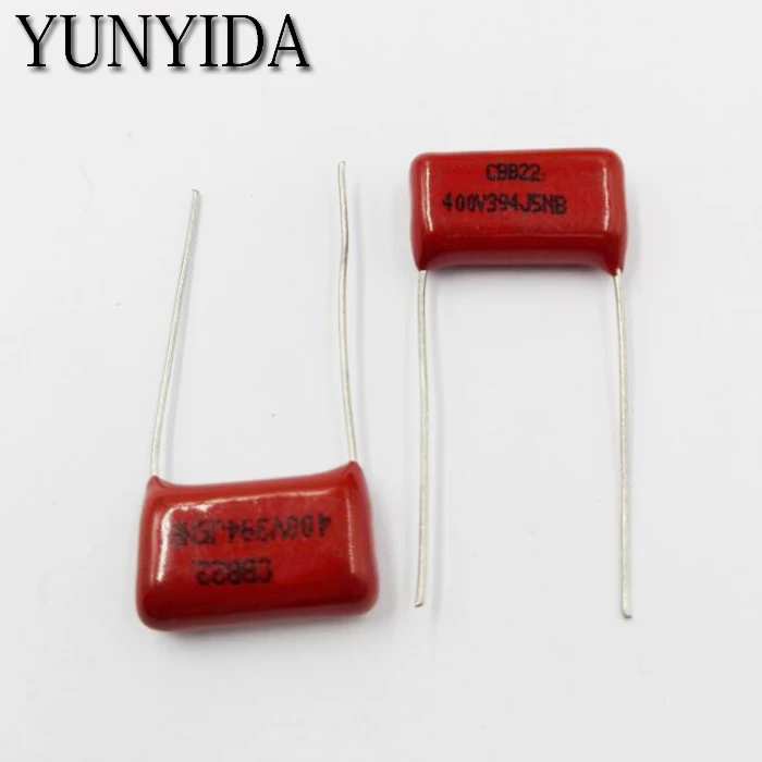 10 шт, CBB 394J 400V 0,39 мкФ 390NF P15mm Металлизированный пленочный конденсатор
