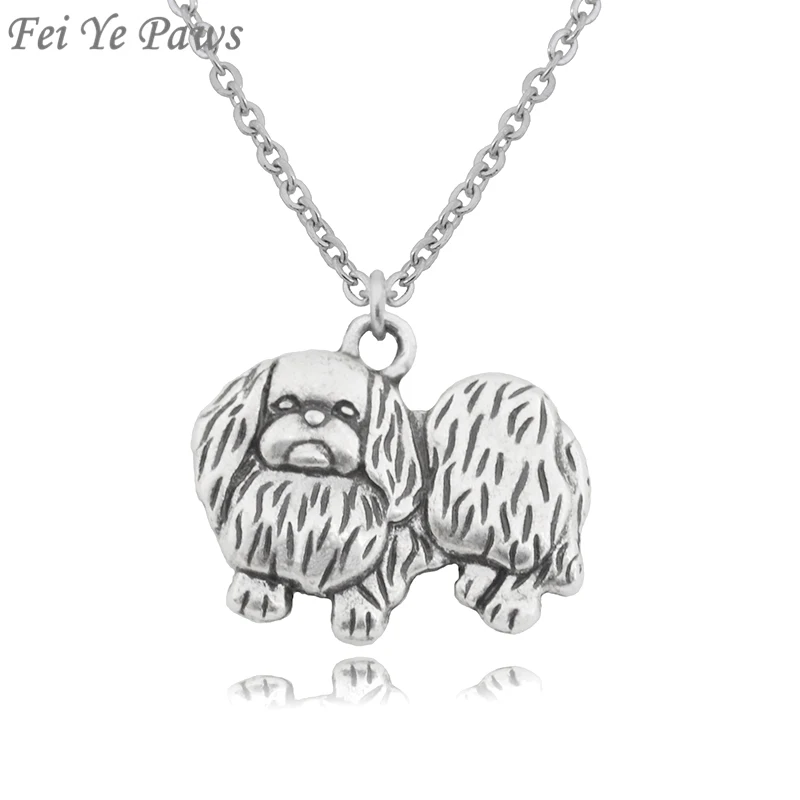 

Fei Ye Paws Vintage Stainless Steel Chain Pekingese Necklaces&pendants Boho Dog Charms Necklaces For Women Men Pet Lovers 2018