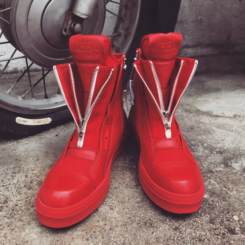 Handmade espreitadela plana zíper duplo Botas super