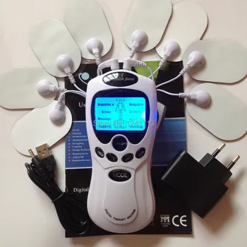 

Freeshipping White Dual input Electrical Stimulator Full Body Relax Muscle Massager,Pulse tens Acupuncture therapy+8 pads