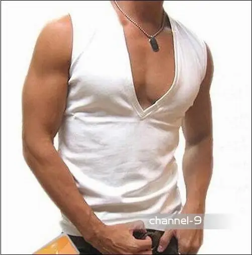 Men and low cut V neck vest broad muscular sportsman men's sports vest
