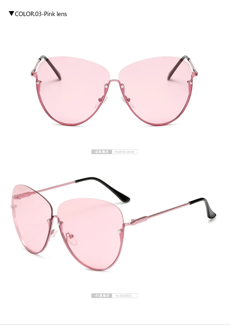 Longkeperer уникальные женские солнцезащитные очки Rimelss винтажные оправы для очков полуоправы тонированные линзы Gafas De So gafas Desol AM262 - Цвет линз: pink lens