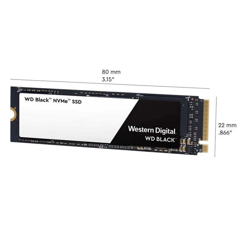 WD Black NVMe 500 Гб M.2 SSD M2 твердотельный диск 2280 PCIe Gen3x4 8 ГБ/сек. 3400 МБ/с./с WDS500G2X0C для