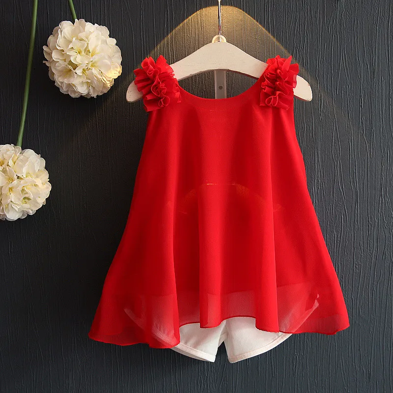 

Children Clothes Suits 2019 Sleeveless Clothes suits Summer Baby Girls 2-8y Clothes Sets Girls European And American