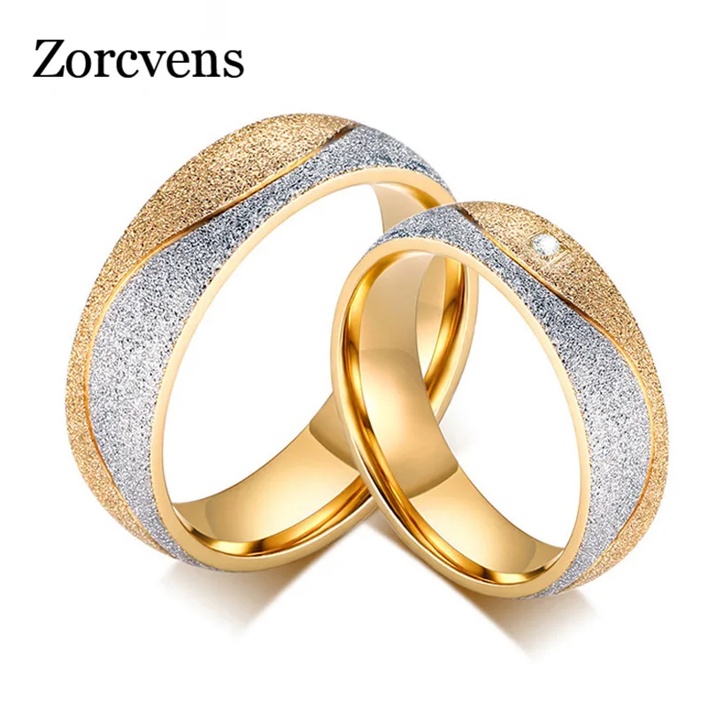 ZORCVENS Новое модное обручальное кольцо для пары женщин и мужчин с песком золотого
