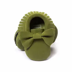 Hooyi лук замши для маленьких мальчиков обуви трава зеленая из искусственной кожи модные детские мокасины сплошной Bebe Впервые Уокер
