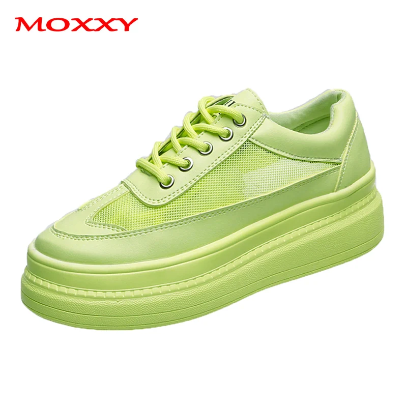 

Designer Platform Sneakers Women Shoes Green White Shoes Female Summer Mesh Casual Footwear Comfort Flat Tenis chaussures femme