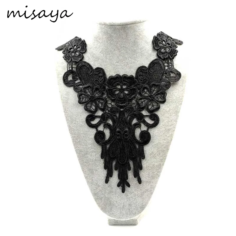 

Misaya 1Pc Flower Lace Collar Flower Lace Neckline Sewing Applique Clothes Wedding Crafts DIY Handmade Lace Collars for Dress