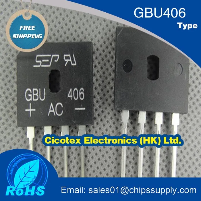 

10pcs/lot GBU406 406 BRIDGE RECT 1PHASE 600V 4A GBU