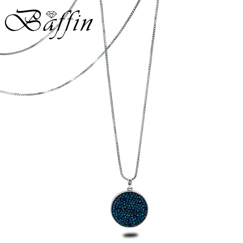 

BAFFIN Long Chain Pendant Necklace Luxury Genuine Crystals From Swarovski Maxi Collar Silver Color For Women Party Accessories