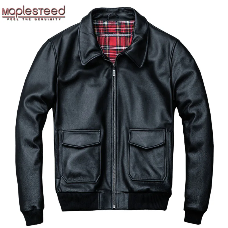 

MAPLESTEED Air Force Flight Jacket Men 100% Thick Cow Skin Jacket Man Pilot Leather Suit Bomber Jackets Men's Winter Coat M055