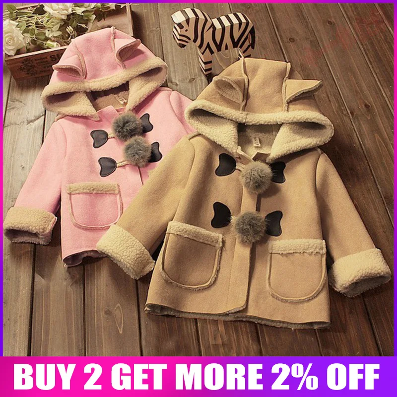 

BibiCola Autumn Baby Girls Coat Jacket Clothes Toddler Fur Cotton Warm Coat Kids Hooded Children Cashmere Outerwear Coat