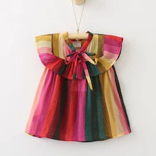 Oklady/повседневное детское летнее платье с рюшами для девочек; детское платье без бретелек с бантом; vestidos; Одежда для девочек; блузка для девочек