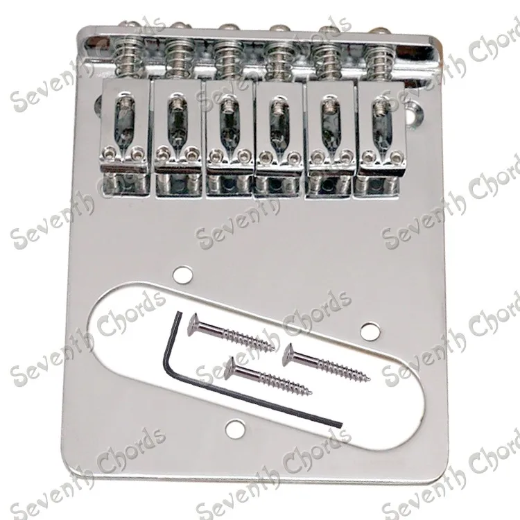 

A Set Chrome 6 String Flat Saddle Bridge for TL Style Electric guitar - Strings through bridge or body