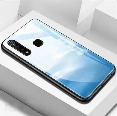 Закаленное стекло крышка для VIVO Z5X z5x градиентный цвет задняя крышка для VIVO Z5 X Мягкие силиконовые чехлы для телефонов VIVOZ5X Funda - Цвет: Небесно-голубой