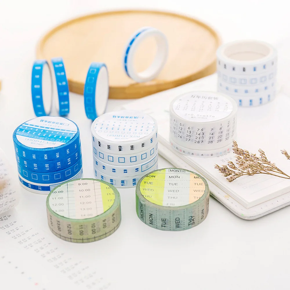 

Creative Monthly Weekly Date Calendar Washi Tape Planner Diy Scrapbooking Sticker Label Masking Tape School Supplies Stationery