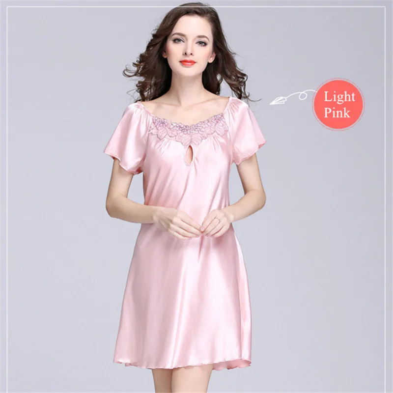 Women Sexy Lace Nightgown Plus Size Sleepwear Bathrobe High grade Silk