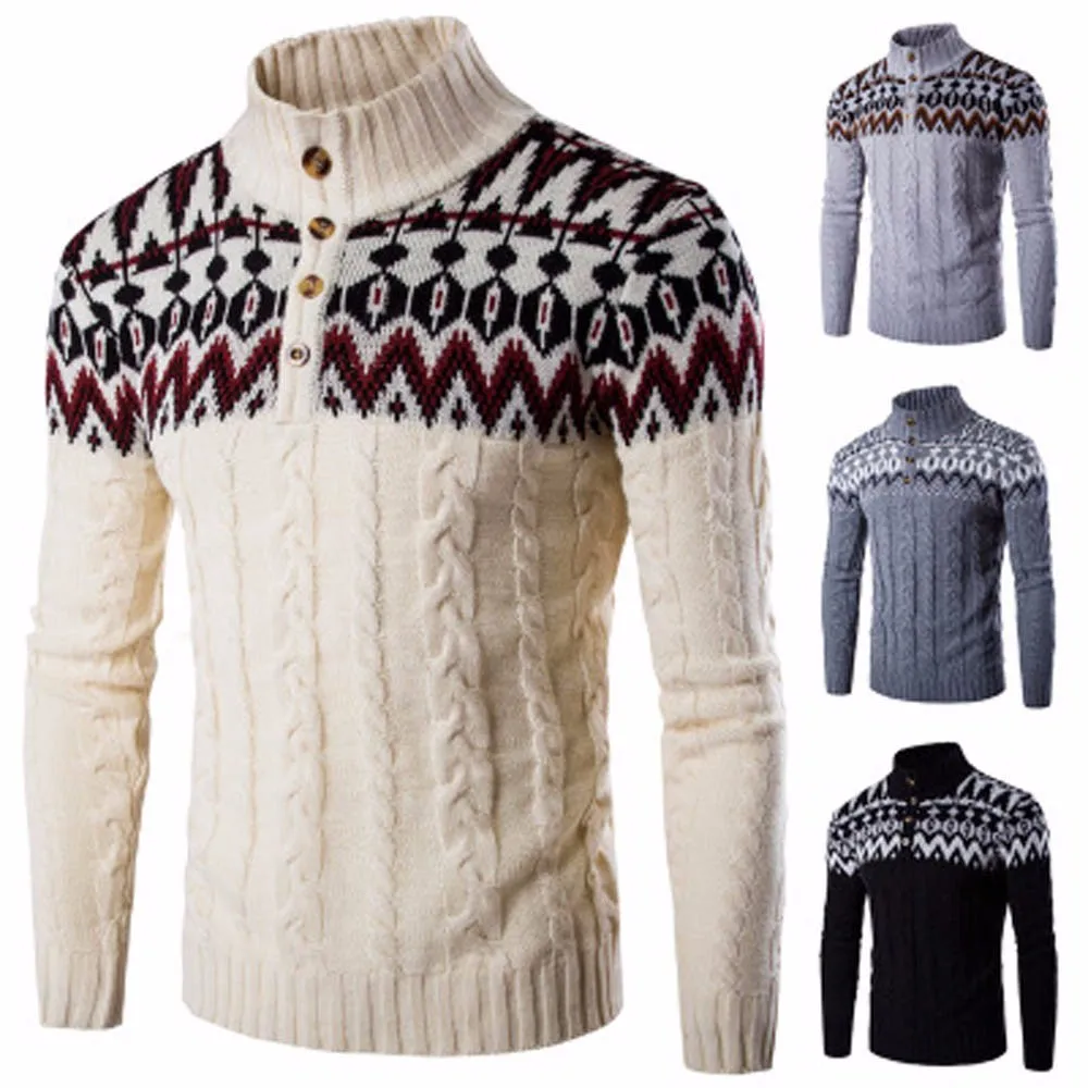 Модный зимний свитер, мужской кашемировый свитер, пальто, толстый Повседневный свитер со стоячим воротником, одежда с принтом, мужская верхняя одежда