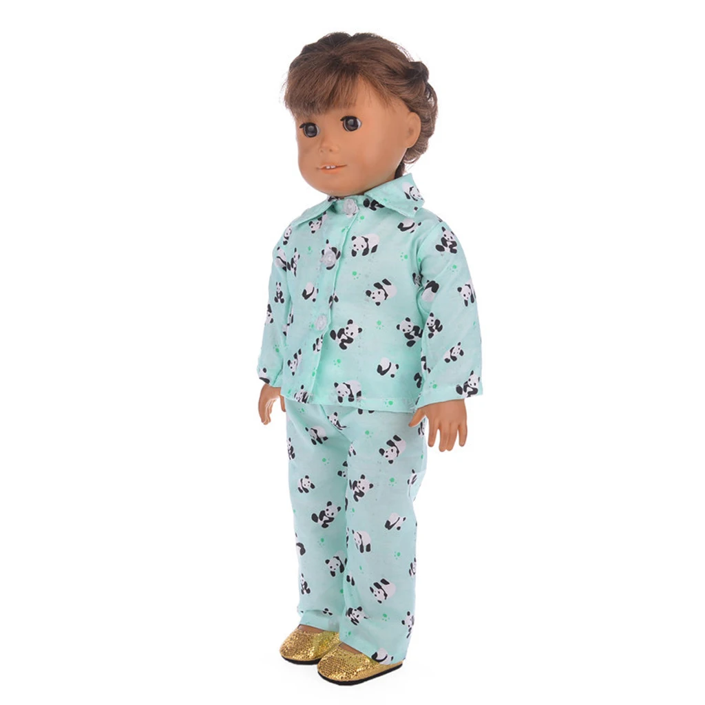 Fashion Adorable Doll Panda Pattern Sleepwear Outfit for 18'' Girls Dolls For Kids Children Pretend Toy