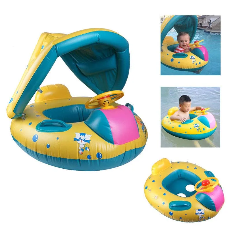 Kids Swimming Ring Inflatable With Sunshade Infant Pool Accessories Beach supply Floating Row Baby Inflatable Float Seat Boat Kids Swimming Ring Inflatable With Sunshade Infant Pool Accessories Beach supply Floating Row Baby Inflatable Float Seat Boat