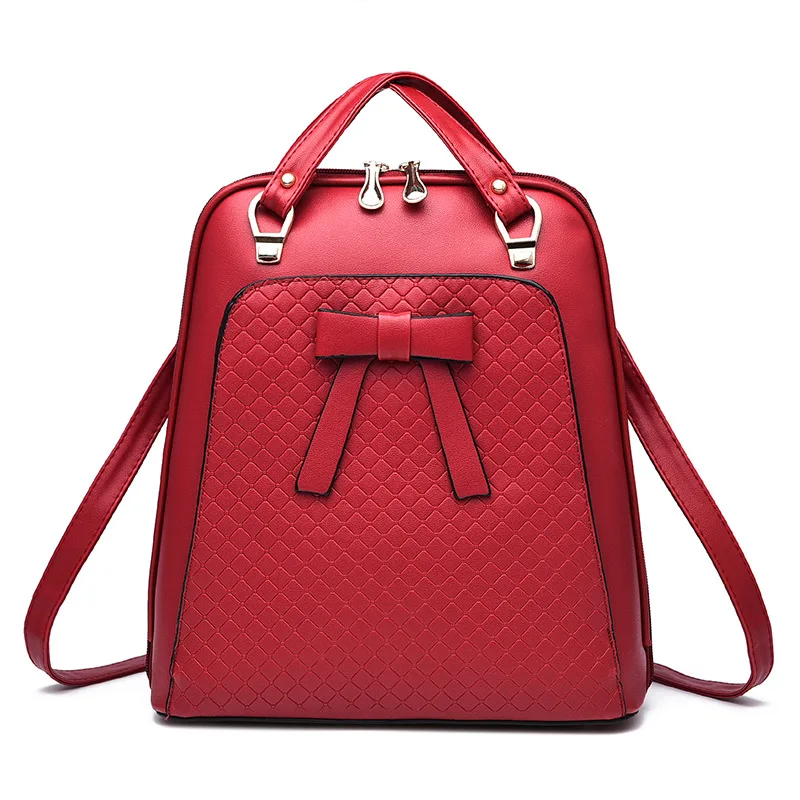 Новинка, рюкзак из искусственной кожи, сумка через плечо, школьный Повседневный Рюкзак, женские школьные рюкзаки для девочек, высокое качество - Цвет: red