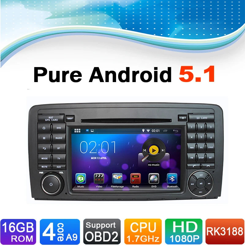 Perfect Pure android 5.1 System,16 GB Flash, 4 Core,HD 1024X600,for Mercedes R Class W251 Car Stereo Media System AutoRadio Auto Radio 16