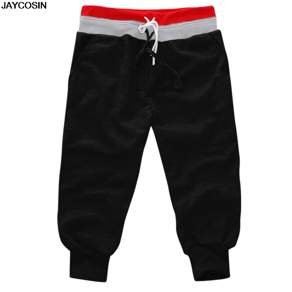 

KLV Mens Summer Fashion Pathwork Casual Tether Elastic Design Short Sweat pants Calf-Length Pants clothing Hot Sale durable 9430