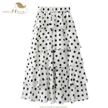 SISHION в горошек юбки торт стиль женские черные белые длинные красивые шифоновые юбки VD0968