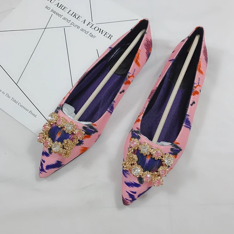 

Graffiti Flat Shoes Women Crystal Suede Flats High Quality Basic Mixed Colors Pointed Toe Ballerina Ballet Flat Slip On Shoes