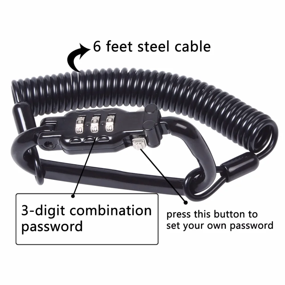 Tough Motorcycle Helmet Lock With 3-digit Combination Password Lock And 6 Feet Steel Cable For The Safety Of Your Helmet (4)