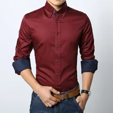 Новая весенняя однотонная тонкая рубашка/мужская хлопковая рубашка с длинными рукавами