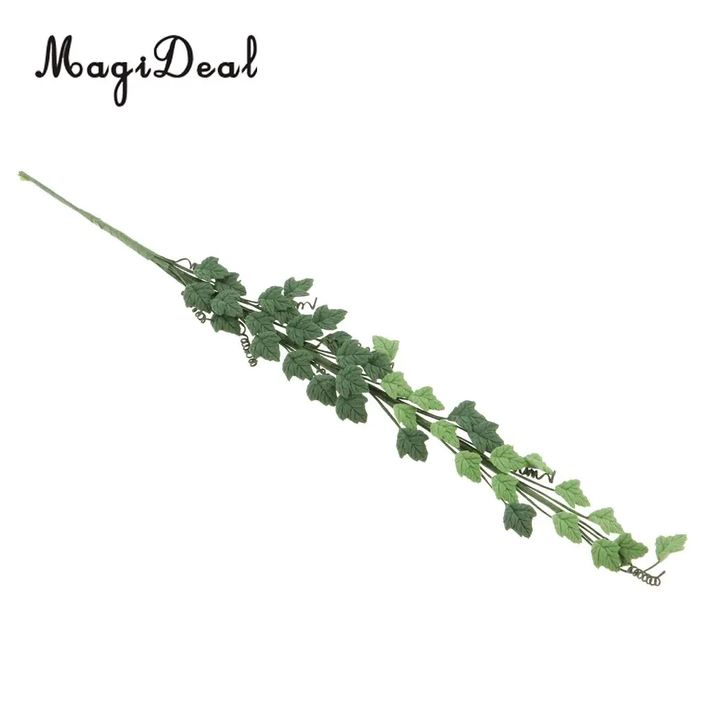 1/12 Scale Handmade Clay Boston Ivy Leaves String Rose Bouquet Dollhouse Indoor Outdoor Furniture Decor Kids Pretend Play Red