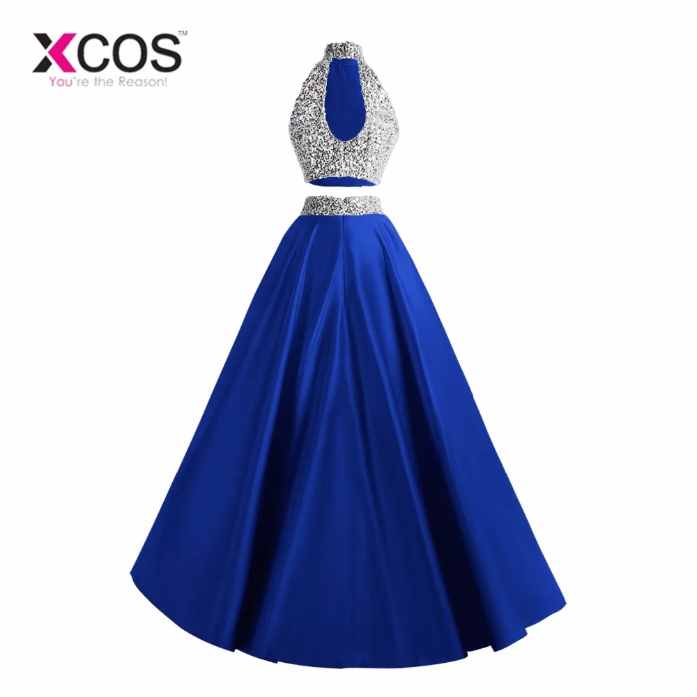 XCOS-2018-New-Two-Piece-Prom-Dresses-Long-Royal-Blue-Beaded-Halter-Vestido-De-Festa-Formal (2)