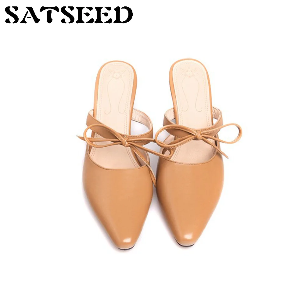 

Shoes 2018 Women White Shoes Genuine Leather Pump Autumn New Fashion Womens Dress Shoes Pointed Toe Bow Fashion