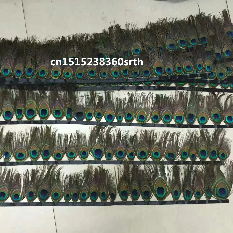

Wholesale 1 yards Scarce natural Peacock eye Feathers ribbon 3-5inch/8-13cm wide Clothing accessories stage performance diy