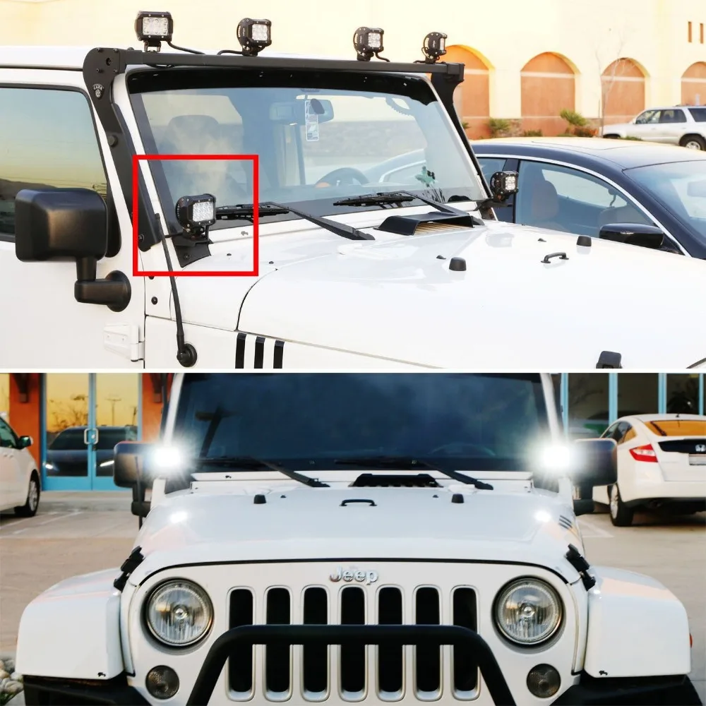 А-столб на лобовое стекло шарнирное крепление кронштейны для Jeep Wrangler JK 07 up монтажный вспомогательный внедорожный светодиодный HID/Галогенные Противотуманные фары