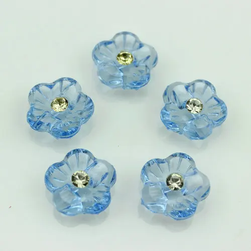 Набор 100 шт сливы цветок горный хрусталь кнопки 15 мм прозрачные бусины микс пуговица с американским флагом Пластик крепежа хвостовиком для DIY Декор - Цвет: blue