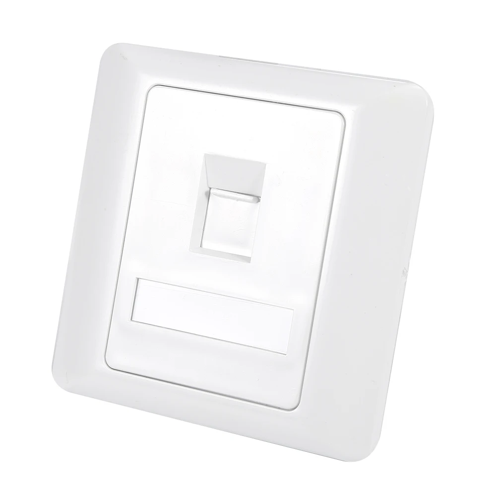 

1PC 86 Type Single Port RJ45 Wall Flat Face Plate Ethernet Network Socket Panel Quadrangle White Computer Devices GHMY