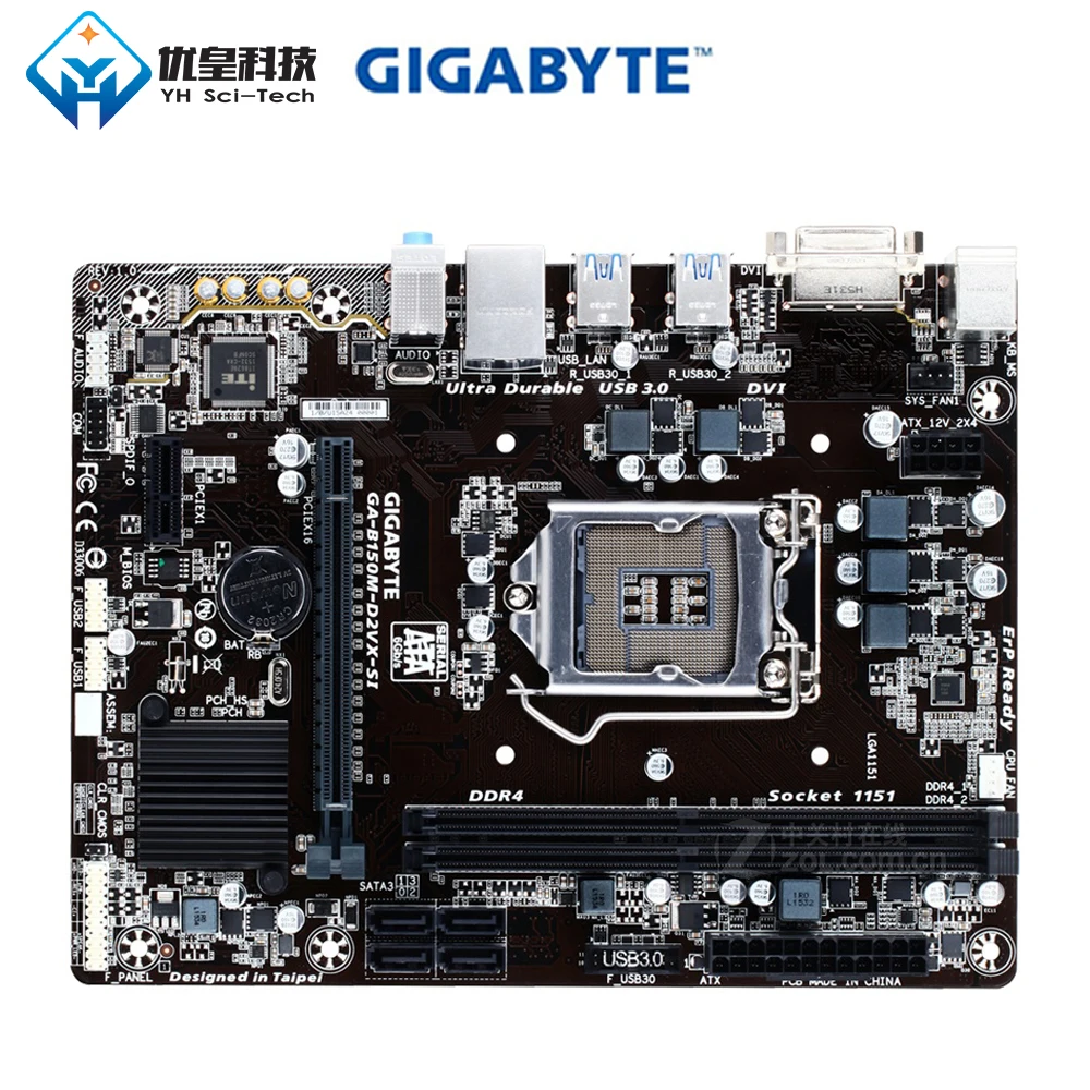 

Original Used Desktop Motherboard Gigabyte GA-B150M-D2VX-SI B150 LGA 1151 Core i7 i5 i3 DDR4 32G SATA3 USB3.0 DVI Micro-ATX