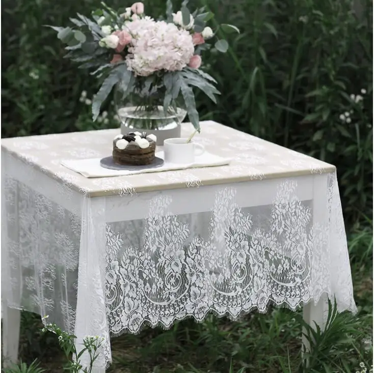 Сельская кружевная прямоугольная черно-белая скатерть журнальный столик стол Свадебные садовые защитные чехлы скатерть