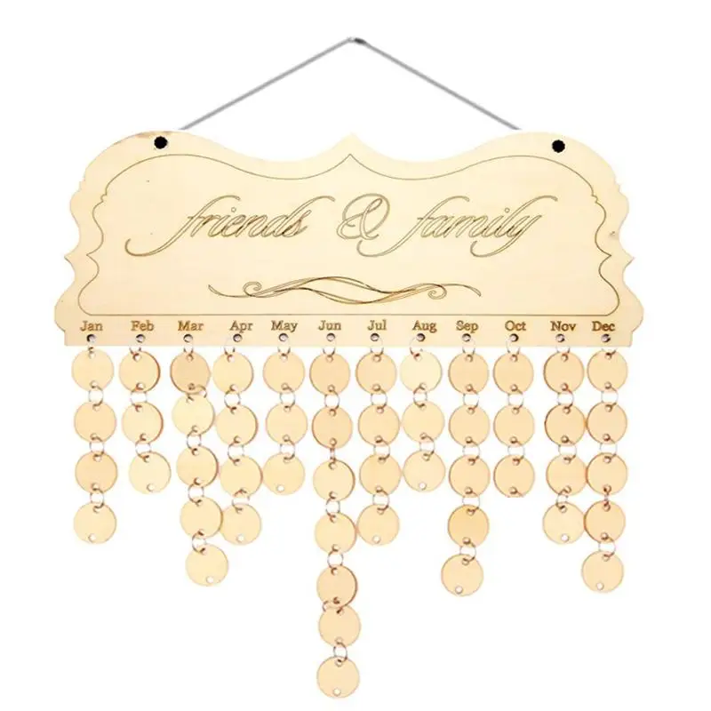

DIY Wooden Calendar Family Friend Birthday Reminder Sign Special Date Planner Board Hanging Decor