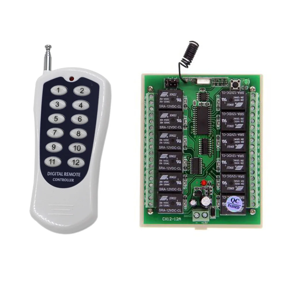 

DC 12V 24V 12 CH 12CH Wireless Remote Control Switch Remote LED Bulb Smart Home System Radio Relay Receiver Transmitter 315/433