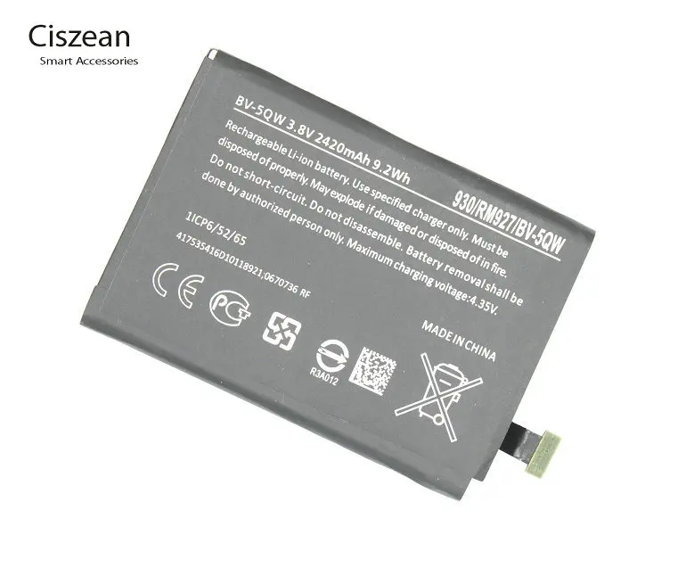 Ciszean 2420 мАч BV-5QW BV5QW BV 5QW Сменный аккумулятор для Nokia Lumia 930 мартини Тесла 929 RM927 аккумулятор