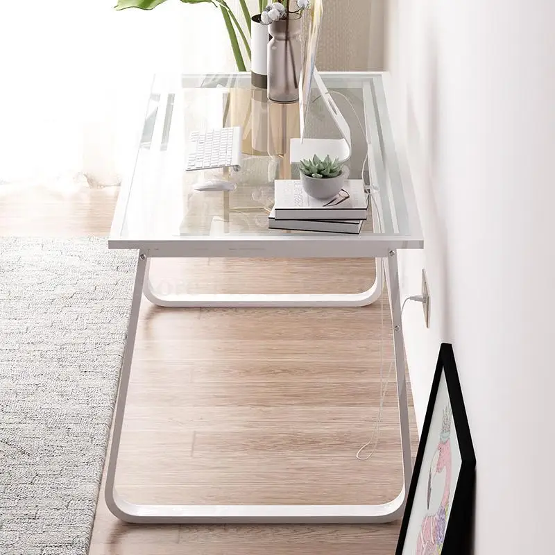 

Modern computer desktop tempered glass desk simple student desk makeup home economical desk table
