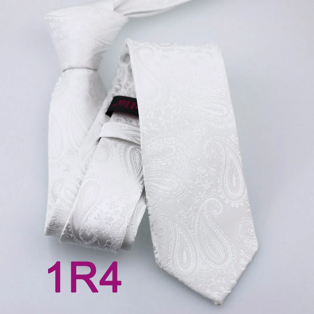 Coachella Мужские галстуки белый сплошной цвет Пейсли Цветочные жаккардовый галстук в деловом стиле для мужчин платья рубашки Свадебные 8,5 см и 6 см