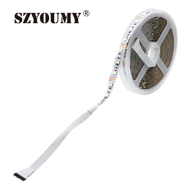 buy SZYOUMY RGB+CCT 5 in 1 LED Strip 5050 60led meter 12V 24V CW+RGB+WW Chips Flexible Strip 5m lot IP20 None Waterproof