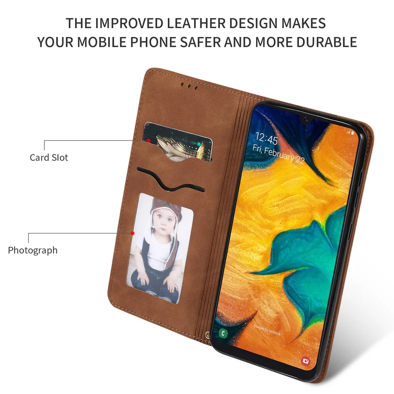 Чехол для телефона Samsung Galaxy A10 A20 A30 A40 чехол из искусственной кожи с магнитной